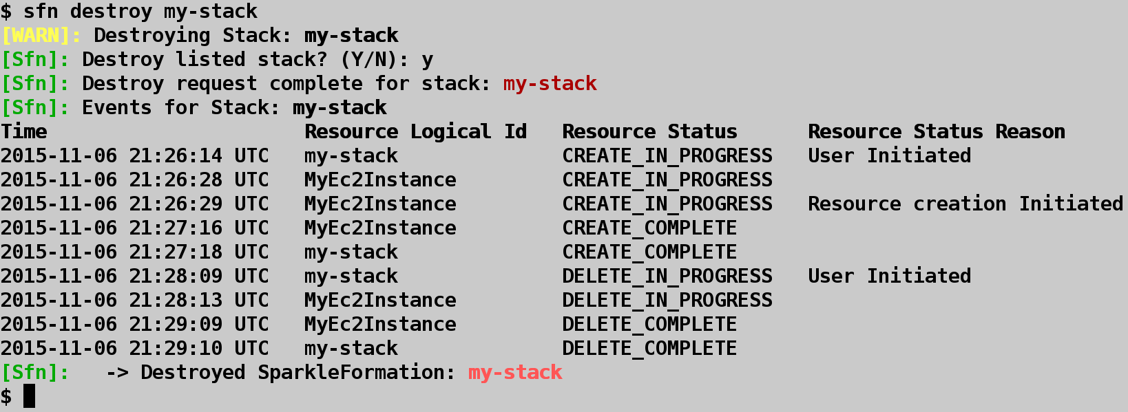 stack destroy