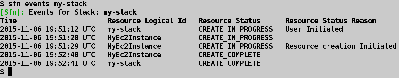 stack events